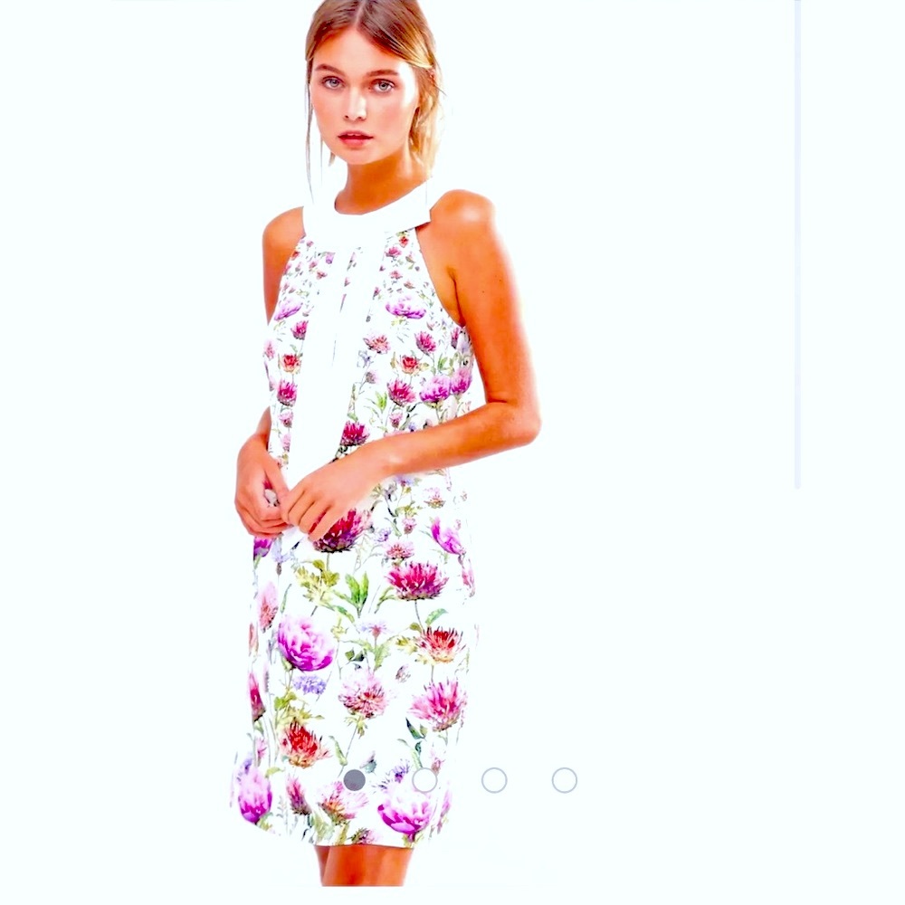 REDUCED TED BAKER LUCILEE NECKTIE FLORAL TUNIC DRESS SZ US 10 OR TED SZ 4